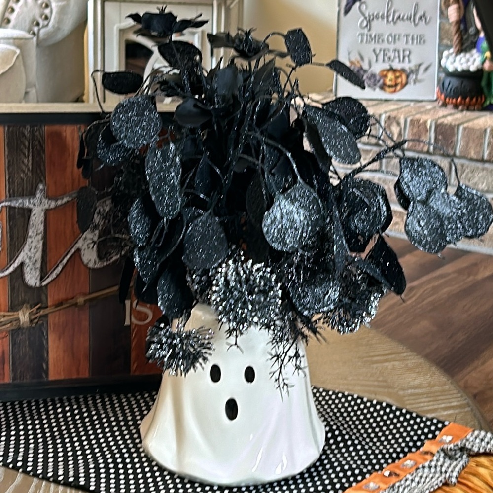 NEW! Halloween BOO Ghost Ceramic Gothic Haunted Mansion House Centerpiece